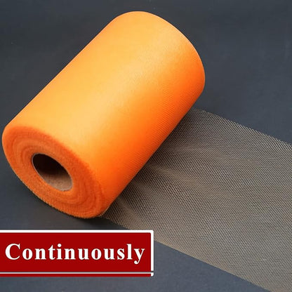 Orange Tulle Fabric Rolls 6 Inch by 200 Yards (600 feet) Fabric Spool Tulle Ribbon for DIY Orange Tutu Bow Baby Shower Birthday Party Wedding Decorations Craft Supplies