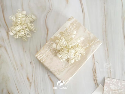 HUIHUANG Gift Wrapping Bows Gift Wrap Accessory Ivory Curly Ribbon Bow 5 inch x 8 Counts Stick On Bows for Presents, Paper Bag, Party Favors, Bridal Shower Wedding Decoration