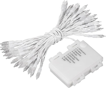 Battery Operated Christmas Lights - 16ft 50 LED String Lights with Timer, Waterproof, Warm White, 2 Pack for Indoor/Outdoor Wedding Party, Home, Garden