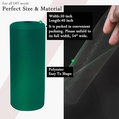 Hunter Green Tulle Fabric Rolls 54 Inch by 40 Yards Tulle Bolt Spool for Wedding Decorations DIY Tutu Baby Shower Table Skirt Ceiling Decor Birthday Party Craft Supplies