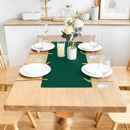 2 Pack Green Small Short Table Runner 12 x 36 Inch Solid Color Runners Coffee Table Dresser for Daily Party Home Decoration