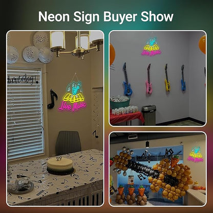 Live Music Neon Sign Jazz Neon Signs For Wall Decor Saxophone Led Lights Colorful Light Up For Music Studio Bar Club Party Live House Singing Lover Bedroom Decoration Gifts