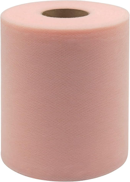 Blush Tulle Fabric Rolls 6 Inch by 200 Yards (600 feet) Fabric Spool Tulle Ribbon for DIY Blush Tutu Bow Baby Shower Birthday Party Wedding Decorations Craft Supplies