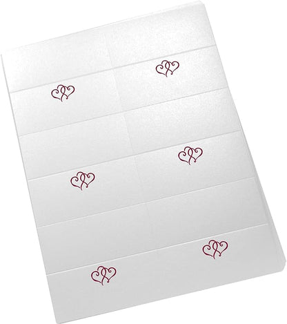 Linked Hearts Printable Place Cards, Burgundy (Choose Color), Set of 150 (25 Sheets), Laser & Inkjet Printers - Wedding, Party, Dinner, and Special Events - Made in the USA