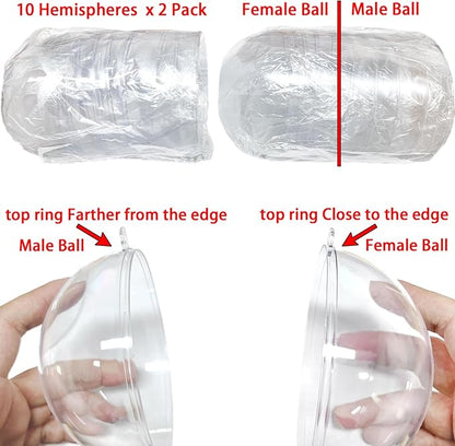 Jishi 10pk Clear Plastic Christmas Ornaments for Crafts Fillable DIY Christmas Ornaments Balls 4 Inch Acrylic Ornaments for Christmas Tree Decorations Hanging Christmas Decorations Home Decor Supplies