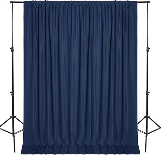 DWCN Backdrop Curtains for Parties, Background Curtains Photography Backdrop Drapes with Rod Pockets for Wedding Decorations Stage Birthday Family Gatherings, 2 Panels 5ft x 10ft, Navy Blue
