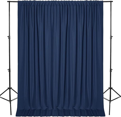 DWCN 10x8 FT Navy Blue Backdrop Curtains for Parties, Photography Backdrop Drapes with Rod Pockets for Wedding Decorations Stage Birthday Family Gatherings, 2 Panels 5ft x 8ft