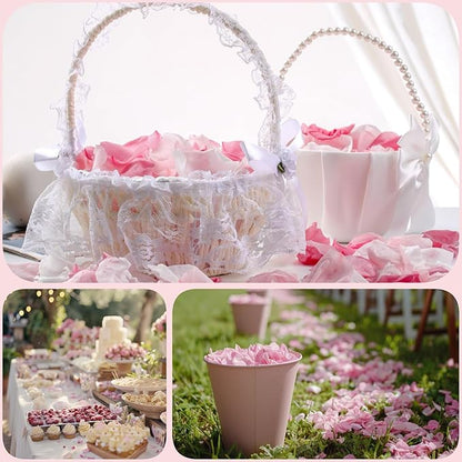 180 PCS Real Pink White Rose Flower Petals Confetti for Wedding to Throw, 1.75oz Freeze Dried Rose Petal for Proposal Centerpieces Romantic Night Decor