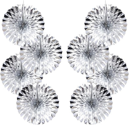 Silver Birthday Decorations,DIY Silver Paper Fans Hanging Decoration ,DecoracióN De CumpleañOs para Hombre,Wedding Decorations for Party 12in,Birthday Decorations for Men 30 Color DIY Set (Silver)