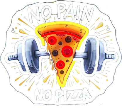 Lucunstar Gym Neon Sign No Pain No Pizza UV Printed Light Signs For Wall Decor Dimmable Dumbbell Barbell Led Lights Decoration Fitness Club Gift For Teens Sports Room USB Powered 14.57 x 12.6 inches