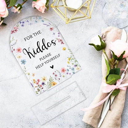 Wedding Sign，For The Kiddos Wedding Sign, Weddings Supplies 5x7 Inch, Kids Wedding Activities Acrylic Plaque, Please Help Yourself Sign, Wedding Signs for Ceremony And Reception decorative-signs184