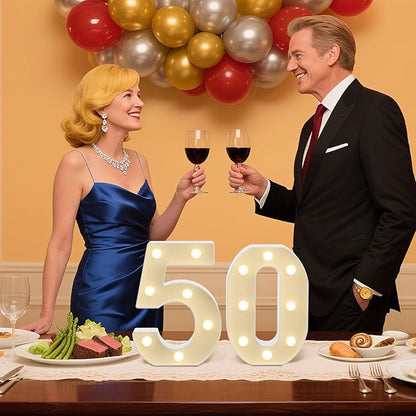 LED Marquee Light Up Numbers Sign - Lighted Birthday Numbers Sign for 70th Birthday Party Decoration, Bar Wall, Home, Table Room, Wedding and Christmas Decorations, Number 70