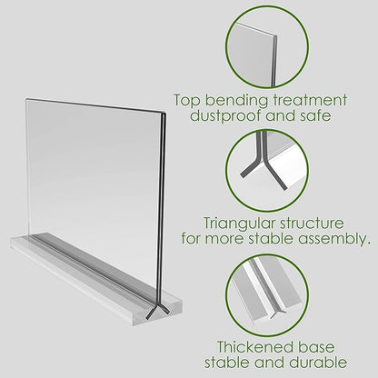 newnewshow Acrylic Sign Holder 11x8.5 Inch 3 Pack Horizontal T Shape Double-Sided Desktop Display Holder. (Optional 8.5x11 8.5x5.5 5x7 Horizontal and Vertical)