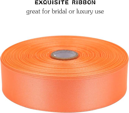 Orange Solid Satin Ribbon 1 Inch 50 Yards Solid Polyester Fabric Ribbon for Gift Wrapping Wedding Christmas Baby Shower Birthday Party Decoration Handmade Immortal Flower Craft