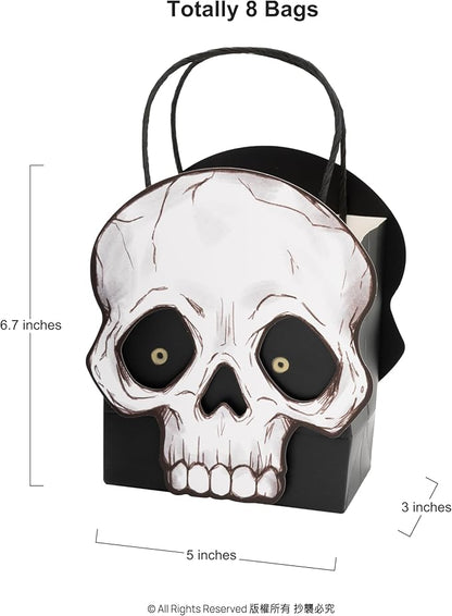Cheerland Halloween Skull Gift Bag Party Favor Bags Party Decorations Halloween Trick or Treat Goodie Bags Skeleton Birthday Decor Gothic Spooky Gift Candy Kids First Monster Bash Decorations