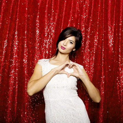 JYFLZQ Red Sequin Backdrop Curtains 10ft x 10ft 1 Panel Glitter Photo Booth Backdrops Sparkly Photography Background Drapes for Parties Wedding Bridal Showers…