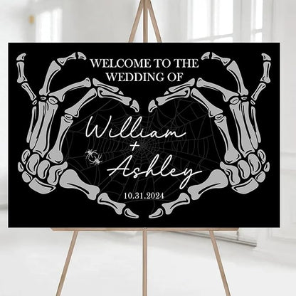 Welcome To Our Wedding Sign, Black Wedding Welcome Sign, Gothic Wedding, Wedding Sign Halloween Wedding, Skull Wedding Sign, Gothic Love Wedding Welcome, Gothic Wedding Welcome Sign