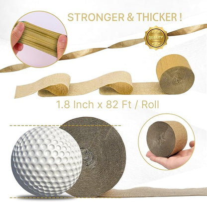 PartyWoo Gold Crepe Paper Streamers 4pcs 328ft Pack of Gold Crepe Paper for Wedding Birthday Baby Shower Engagement Anniversary New Year Eve Graduation Party Decorations(1.8 Inchx82 Ft/Roll)