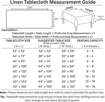 Solino Home Navy Blue Linen Tablecloth 60 x 144 Inch - 100% Pure Linen Table Cloth for Rectangle Tables - Fete, Machine Washable Tablecloth for Fall, Autumn, Thanksgiving, Christmas, Holiday