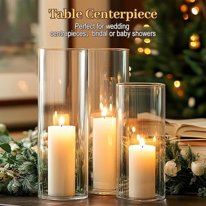 12pcs Glass Cylinder Vases for Centerpieces | 10 Inch Tall Flower Vase for Wedding Decorations, Floating Candle Holders for Dinner Table, Bridal Shower, Office Home Décor