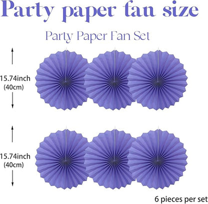 BARTHEW Purple Party Decorations,Purple Bridal Shower Decorations,Halloween Decor Events Accessories,Retirement Decorations Paper Fans Bulk 16in,Anniversary for 30 Color DIY Set(Purple)