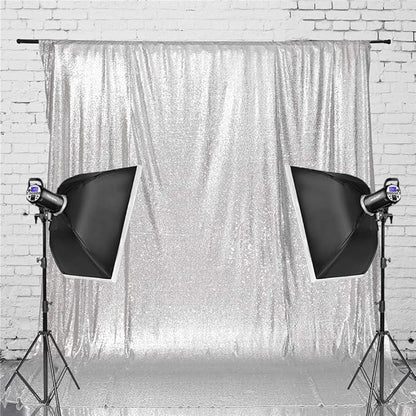 Eternal Beauty Silver Sequin Backdrop, 5x7 Ft Glitter Background Curtains for Shimmer Photography Party Wedding Birthday Back Drop Decor