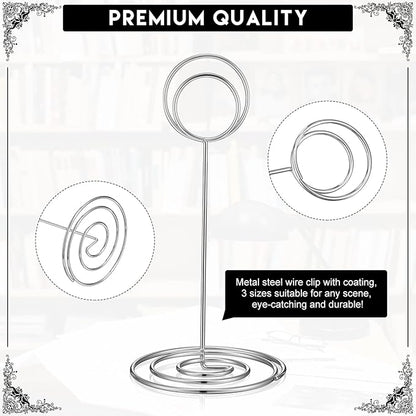 Teling 36 Pieces Table Number Holders 3 Size Place Card Holder Name Numbers Menu Memo Note Card Picture Photo Clip Stand Table Sign for Wedding Anniversary Party Display(Silver)