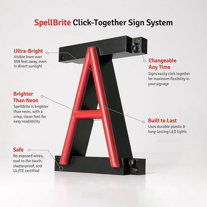 SpellBrite COCKTAILS Sign | Beer-Related Sign with Neon Look, Red LED Light Source | 33.1" x 6.3"
