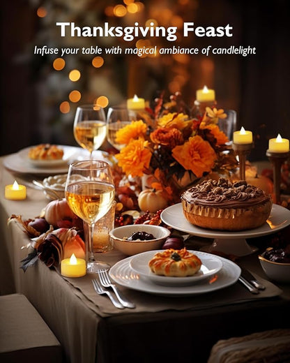 Homemory 12pcs Flameless LED Tea Lights with Remote & Timer, 400+Hours Realistic Flickering Battery Candles for Seasonal, Tabletop, and Centerpieces Decor