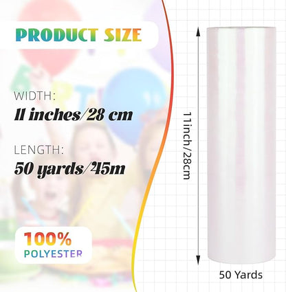Crystal Organza Fabric Tulle 11 Inch by 50 Yards Sheer Tulle Rolls for DIY Craft Wedding Party Baby Shower Decor Gift Wrapping Party Supplies (Fantasy White)