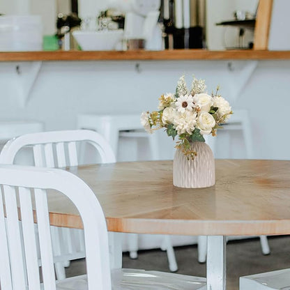 Epicpetal Fake Flowers in Vase, Artificial Pink Flowers in Vase for Decoration Faux Flowers Fake Floral for Home Decor Indoor Dining Table Centerpiece (White)