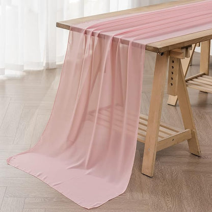 12Pack 9ft Chiffon Table Runner 14x108 Inch Sheer Romantic Table Runner for Wedding Birthday Party Bridal Shower Outdoor Decoration-Light Pink