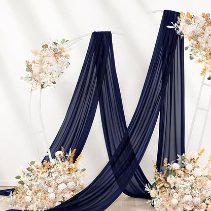 Navy Blue Wedding Arch Draping Fabric 29" x 20 FT Navy Wedding Drapes for Backdrop Sheer Curtains Drapes for Romantic Bridal Baby Shower Ceremony Birthday Party Fall Outdoor Events