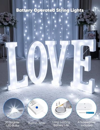 Minetom 12 Pack Fairy Lights Battery Operated String Lights, 8 Modes & Timer, 7ft 20LED White Waterproof Silver Wire Twinkle Lights, Firefly Starry Moon Lights for Mason Jars DIY Christmas Wedding