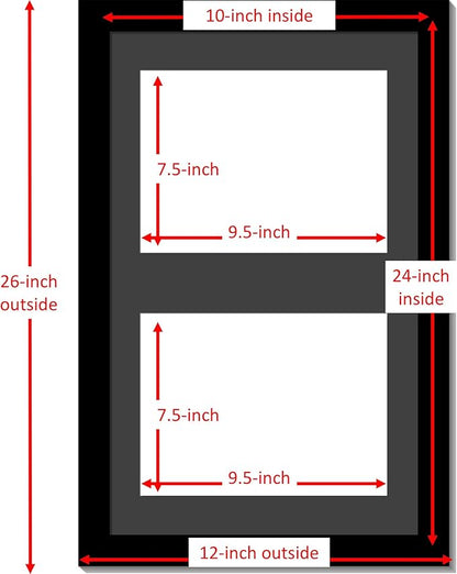 Creative Picture Frames 14X20Bk-B Black Vertical Double Diploma Frame With 2 Opening Black Matting | Holds 2-8X10-Inch Documents With Installed Wall Hanger