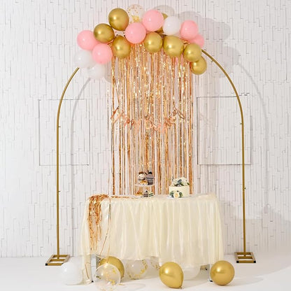 Vincidern Wedding Arch Backdrop Stand 7.8FT, Party Balloon Arch Stand for Birthday, Bridal Baby Showers, Metal Wedding Arch Frame for Ceremony Decoration Arch Stand Backdrop Gold(with Water Base)