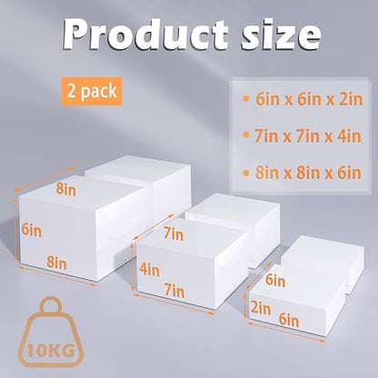 Buffet Risers, Food Display Risers for Party, White Acrylic Risers Display Stand for Buffet Table, Catering Displays for Dessert, Cube Box Nesting Riser with Hollow Bottoms (6"x7"x8" 6PCS)
