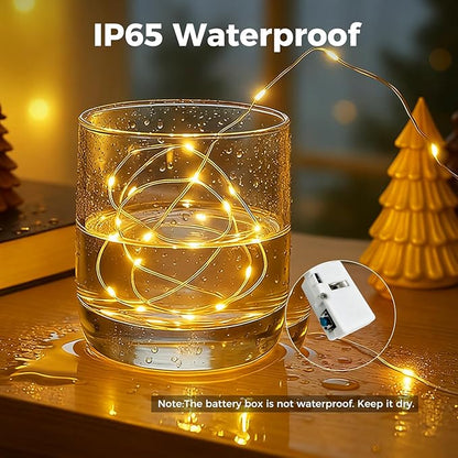 24 Pack Fairy Lights with Timer Battery Operated, 3 Modes 7ft Mini Waterproof Twinkle Lights, 20 LED Bulk String Light for Mason Jar Christmas Decoration Wedding Table Centerpieces,Warm White