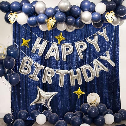 Poise3EHome 7Ft x 7Ft Navy Blue Sequin Backdrop, Glitter Thick Satin Sequin Background Drapes, Sequence Xmas Thanksgiving Backdrop for Wedding Party Holiday Festival Decor