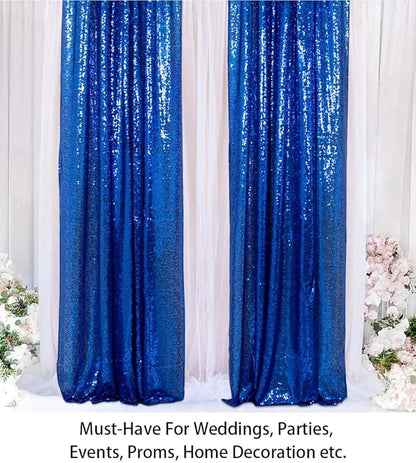 ShinyBeauty Sequin Curtains 2 Panels Royal Blue 2FTx8FT Sequin Photo Backdrop Sequin Backdrop Curtain Pack of 2-1011E