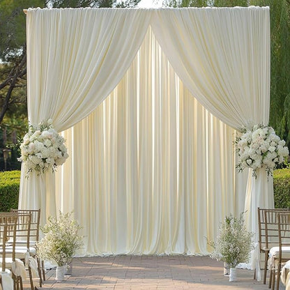 30 ft x 10 ft Wrinkle Free Ivory Backdrop Curtain for Wedding Parties, Polyester Ivory Photo Backdrop Drapes 6 Panels 5x10ft for Baby Shower Photoshoot Engagement Birthday Party Photography Background