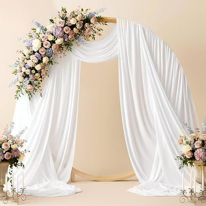 Wedding Arch Draping Fabric 29" x 19Ft Sheer Drapes for Backdrop Wedding Ceremony Reception Ceiling Decor Curtain Baby Bridal Shower Decoration (White, 1 Panel)