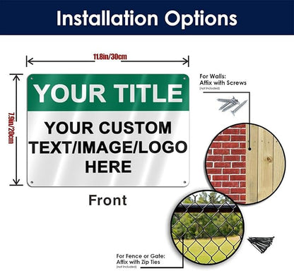 Custom Outdoor Metal Signs - 12 x 8 Aluminum Rust-Proof Entrance, Garden, Hazard, Intersection, Parking, Decorative Signs (Personalized)