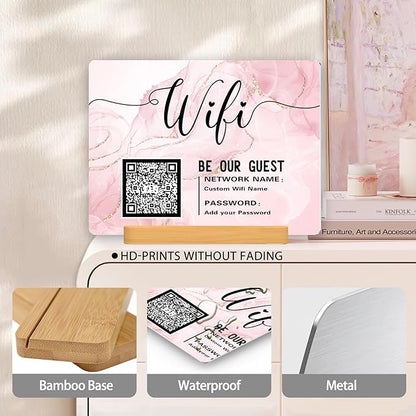 Personalized Custom Metal QR Code Sign Venmo Cashapp Scan to Pay with Stand Instagram Facebook Social Media QR Signs Bar Code QR Plaque Print for Business Salon Beauty Store Restaurant Wifi Sign (W2)