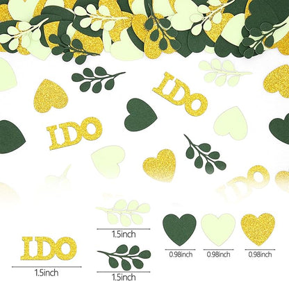 200PC Sage Green Wedding Confetti Wedding Shower Decorations Heart I do Engagement Table Confetti Bridal Shower Bachelorette Party Decorations