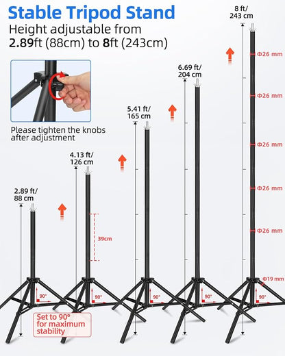 Hemmotop Backdrop Stand 10x8ft, Heavy Duty Photography Background Stand for Parties, Adjustable Photo Backdrop Stands Kit for Wedding, Photo Booth, Party, Decoration, Balloon, Projector Screen