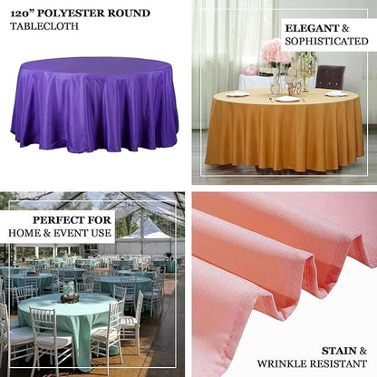 Efavormart Round Tablecloth, 120 Inch Stain & Wrinkle Resistant Washable Table Cloth, Decorative Polyester Fabric Table Cover for Banquet, Wedding, Dining - Cinnamon Brown