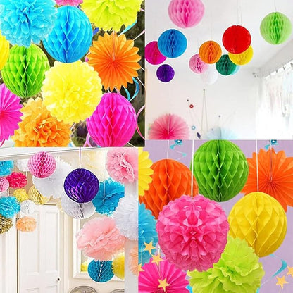 8pc Honeycomb Balls Party Decorations 6''8''10''12'' Tissue Paper Pom Poms Flower Balls Hanging Pink Paper Honeycomb Balls for Party Baby Shower Birthday Wedding Nursery Wall Decor Pink Set