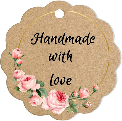 Custom Gift Tag, Personalized Favor Label, Kraft Wrapping Decoration, Wedding Supplies Birthday Party Craft, Thick Paper Hang Card with String (Flower Shape)