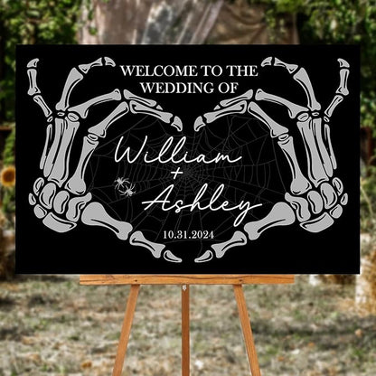 Welcome To Our Wedding Sign, Black Wedding Welcome Sign, Gothic Wedding, Wedding Sign Halloween Wedding, Skull Wedding Sign, Gothic Love Wedding Welcome, Gothic Wedding Welcome Sign